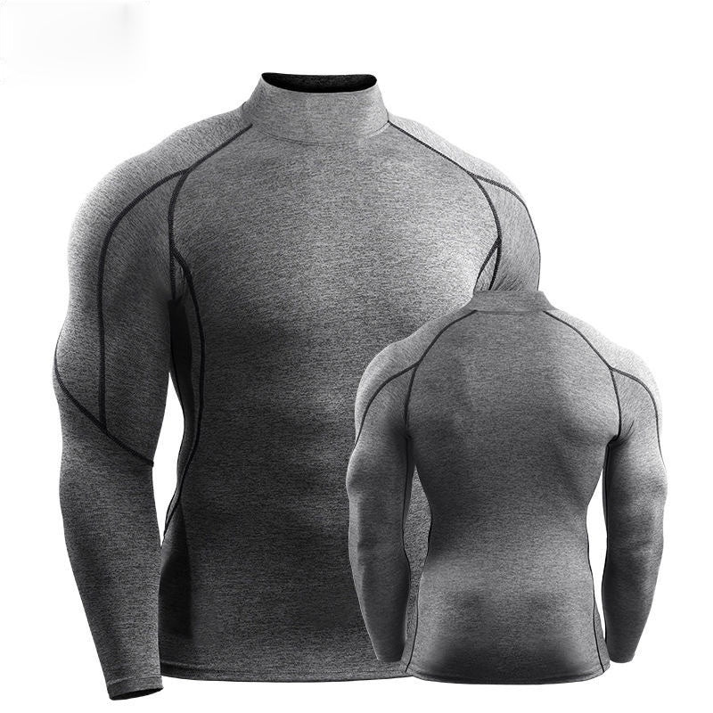 Men's Muscle Fit Turtleneck Compression Shirt – Long Sleeve Quick-Dry Gym & Sports Base Layer