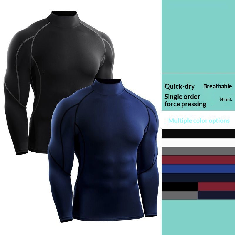 Men's Muscle Fit Turtleneck Compression Shirt – Long Sleeve Quick-Dry Gym & Sports Base Layer